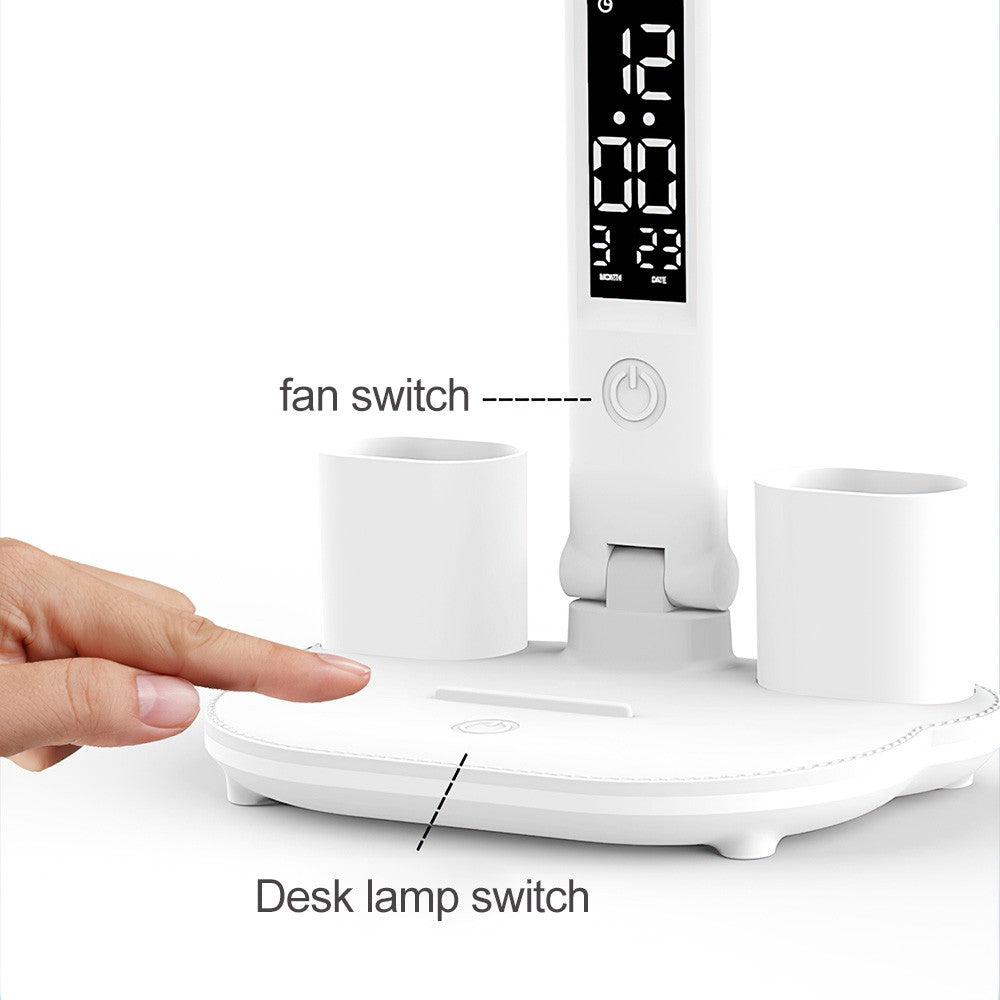 ErgoNova LightPro™ 4-Kopf LED Schreibtisch- & Leselampe (mit Ventilator & Digitaluhr) - Ergonomie Detailansicht