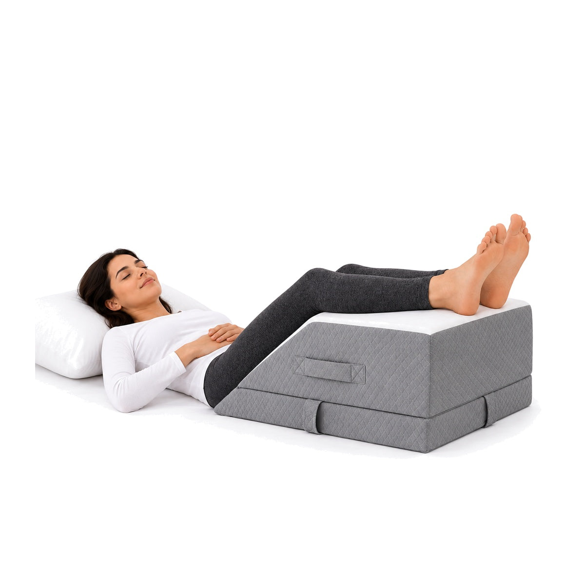 ErgoNova VenoRelief™ Ergonomisches Beinhochlagerungskissen (Leg Elevation & Circulation Pillow) - Pure White Studio Cover